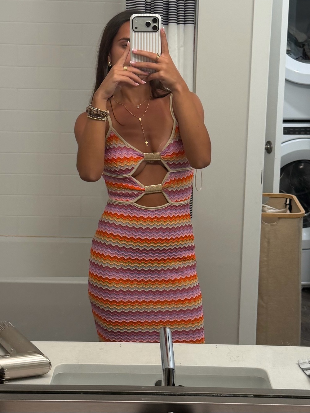 BRAND NEW WITH TAGS Colorful Cutout Knit Maxi Dress